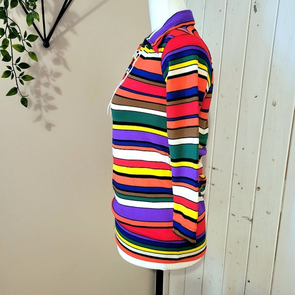 VINTAGE 60's MULTICOLOUR STRIPED TOP - Picture 5 of 8